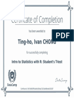 Certificate-Intro To Statistics With R - Students T-Test