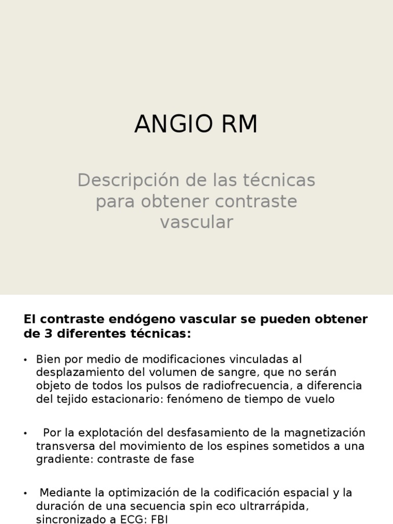 Todo de Angio RM | PDF | Resonancia magnética nuclear | Sangre