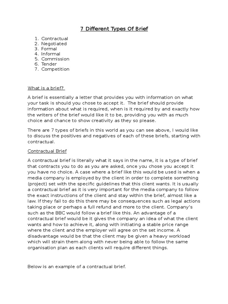 7 different types of brief Competition Employment