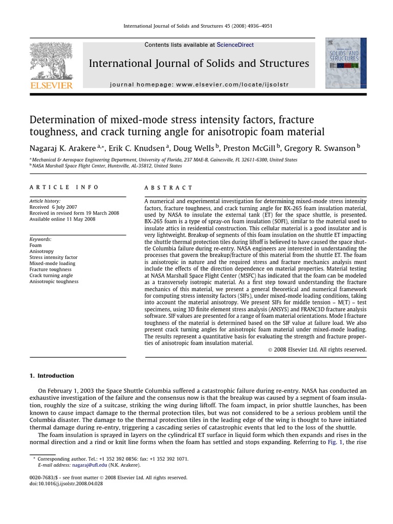 Determination of Mixed-Mode Stress Intensity Factors, Fracture | PDF ...