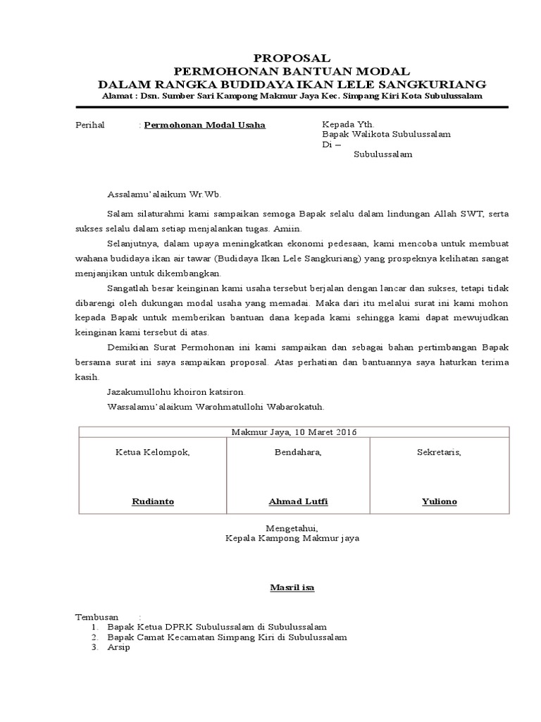 Contoh Proposal Kelompok Tani Ikan Lele