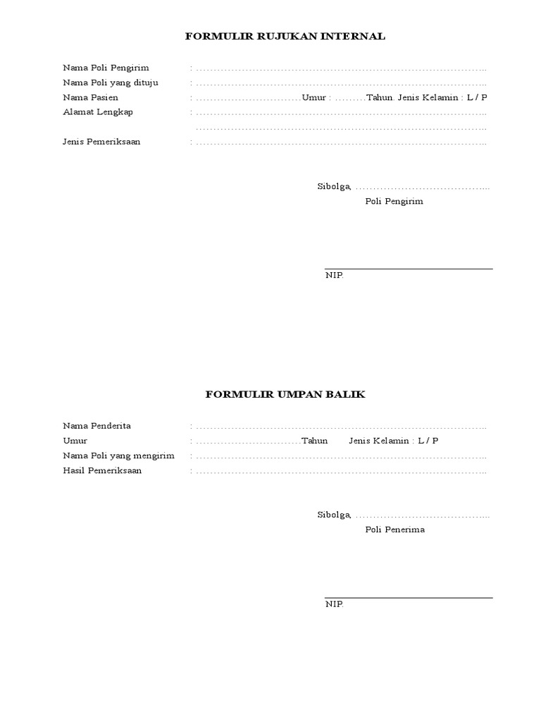 Formulir Rujukan Internal Pasien | PDF | Hukum | Ilmu Sosial