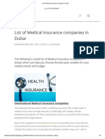 List of Medical Insurance Companies in Dubai