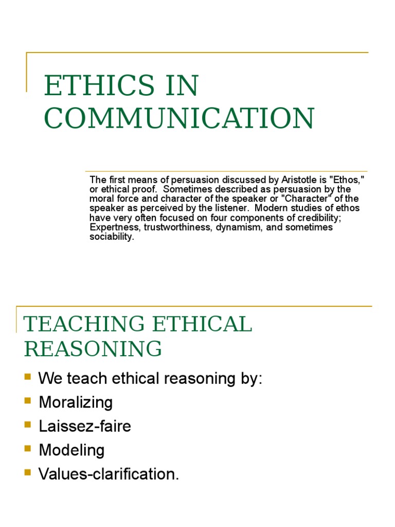 Ethics in Communication | PDF | Decision Making | Reason