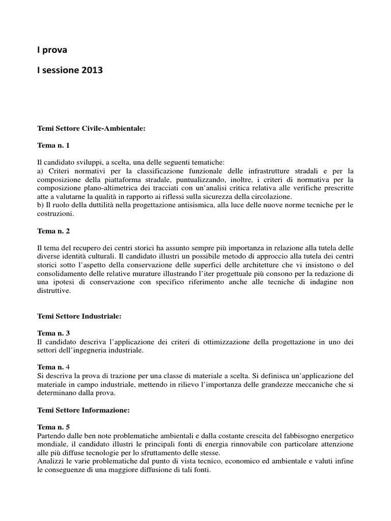 Tracce esame di stato ingegneria Messina Unime