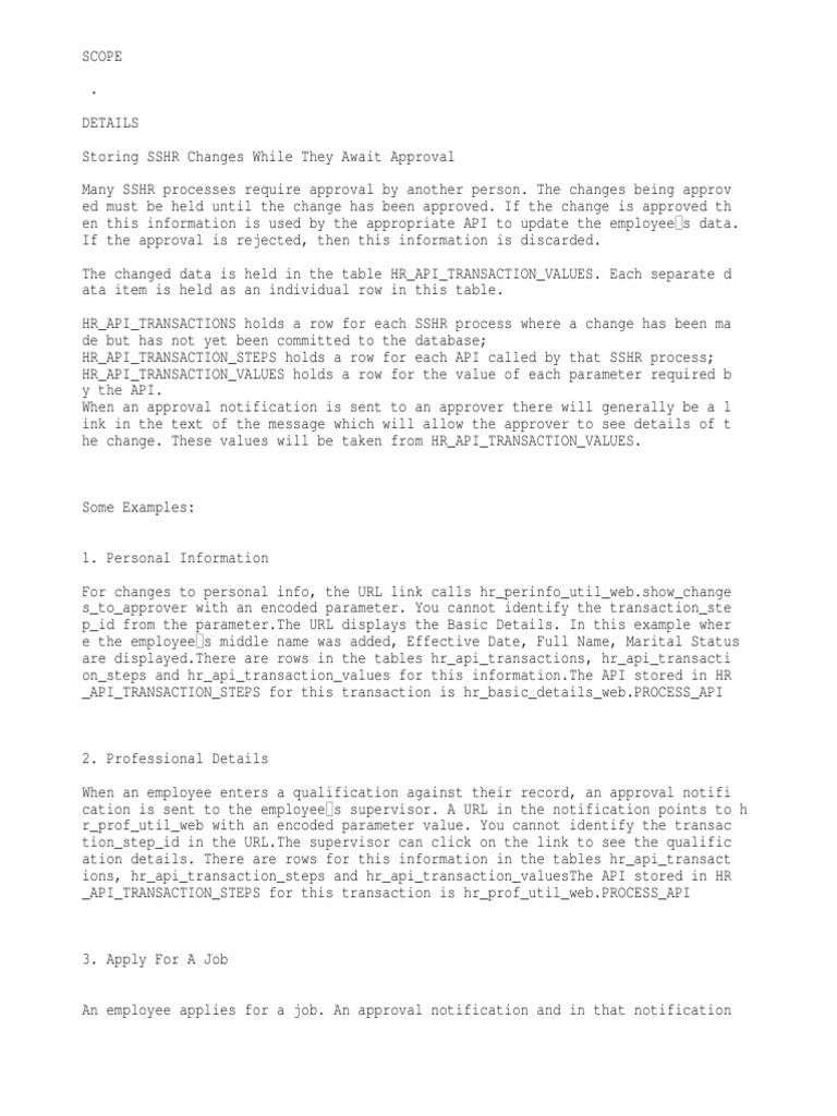 SSHR Change Approval Process Overview | PDF | Table (Database ...