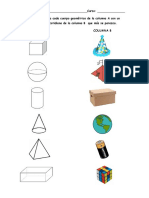 Une Con Una Línea Cada Cuerpo Geométrico de La Columna A Con Un Elemento de La Vida Cotidiana de La Columna B