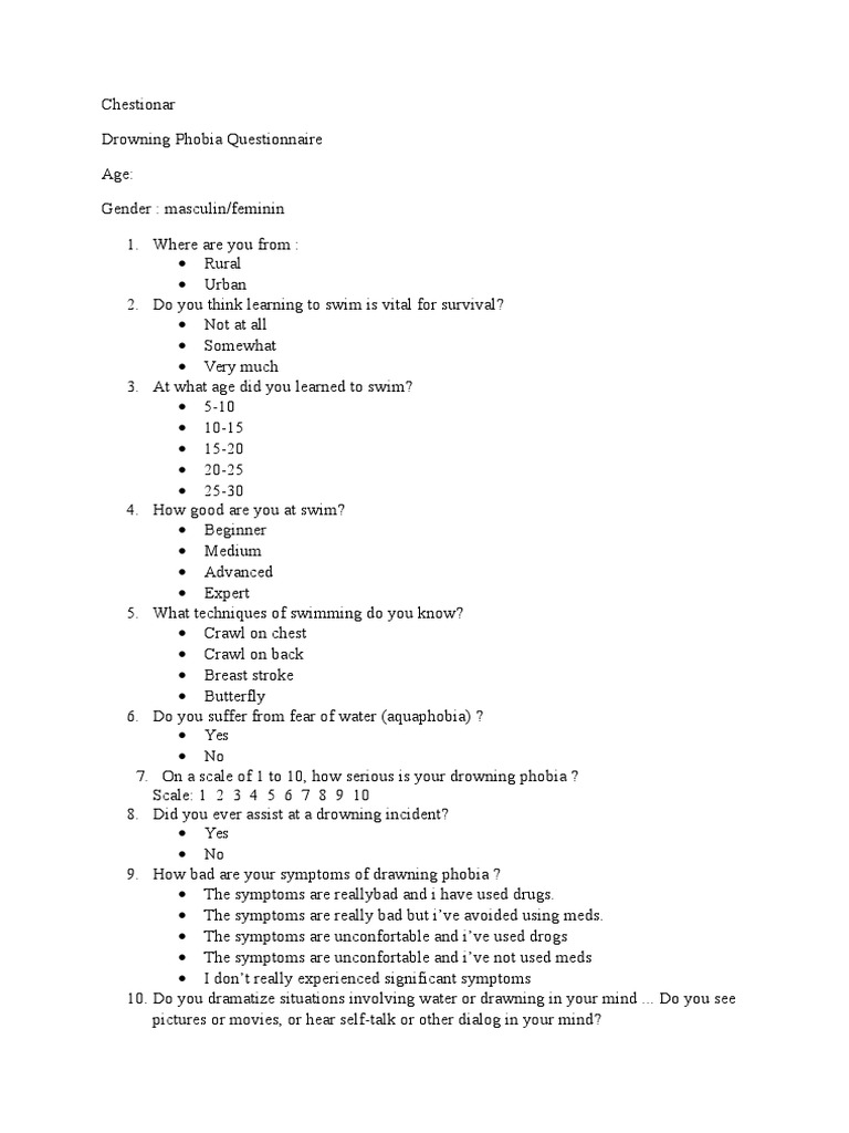 Questionnaire Phobia Behavioural Sciences Free 30day Trial Scribd