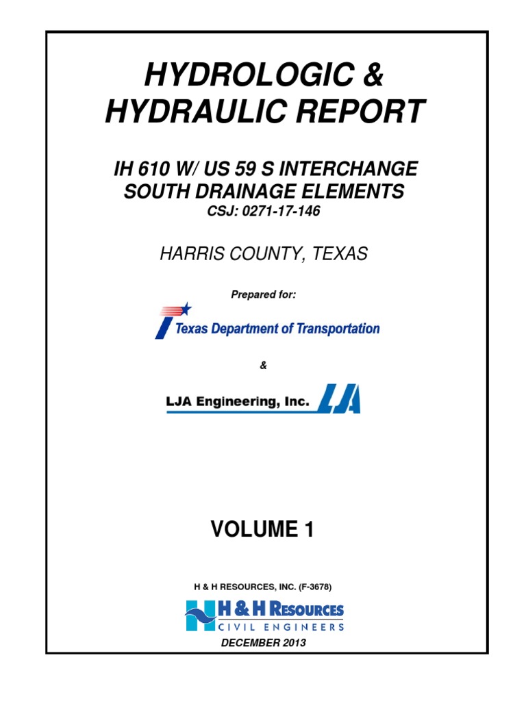 Hydrologic and Hydraulic Report TxDOT PDF Flood Storm Drain