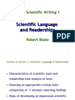 GSSE: Scientific Writing 1: Scientific Language and Readerships