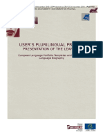 User'S Plurilingual Profile: Presentation of The Learner
