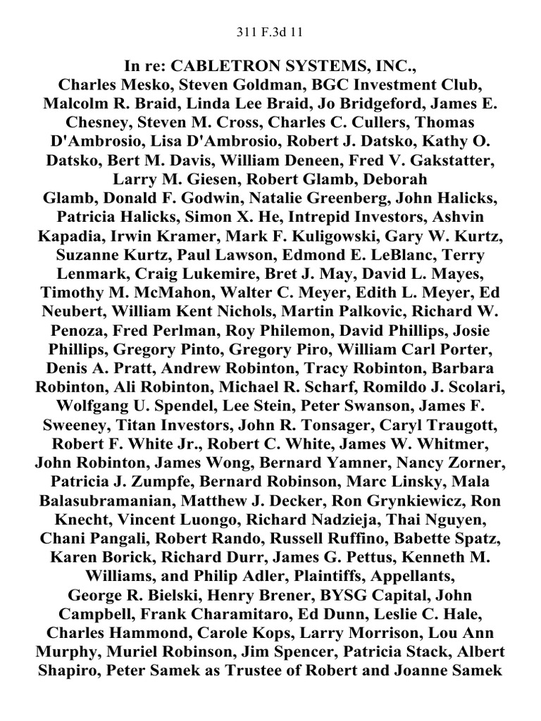 Mesko v. Cabletron Systems, 311 F.3d 11, 1st Cir. (2002) | Pleading