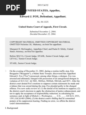 United States v. Fox, 429 F.3d 316, 1st Cir. (2004)