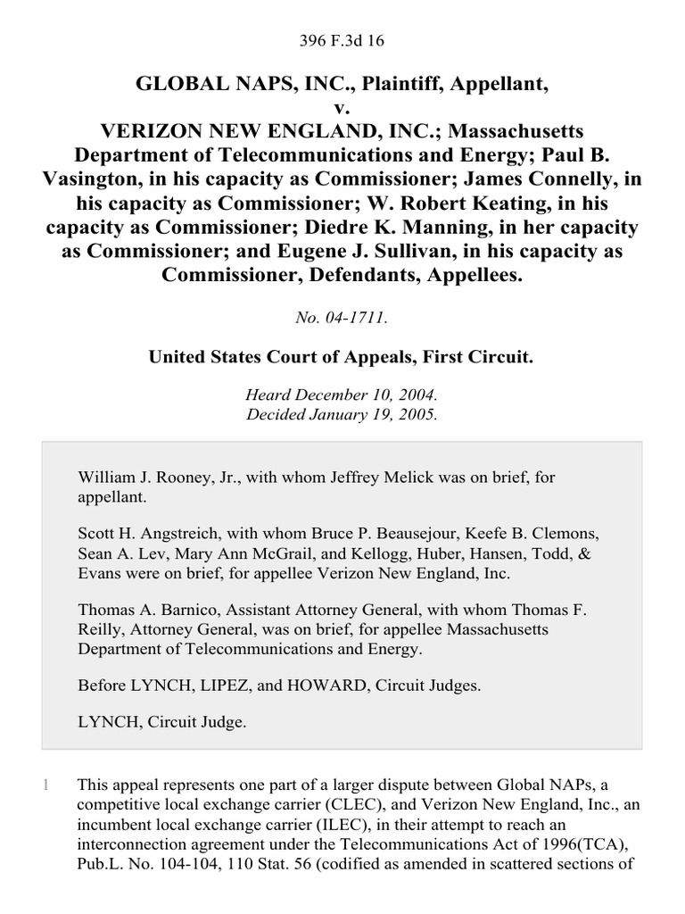 Global NAPs v. Verizon: TCA Appeal Analysis | PDF | Arbitration | Lawsuit
