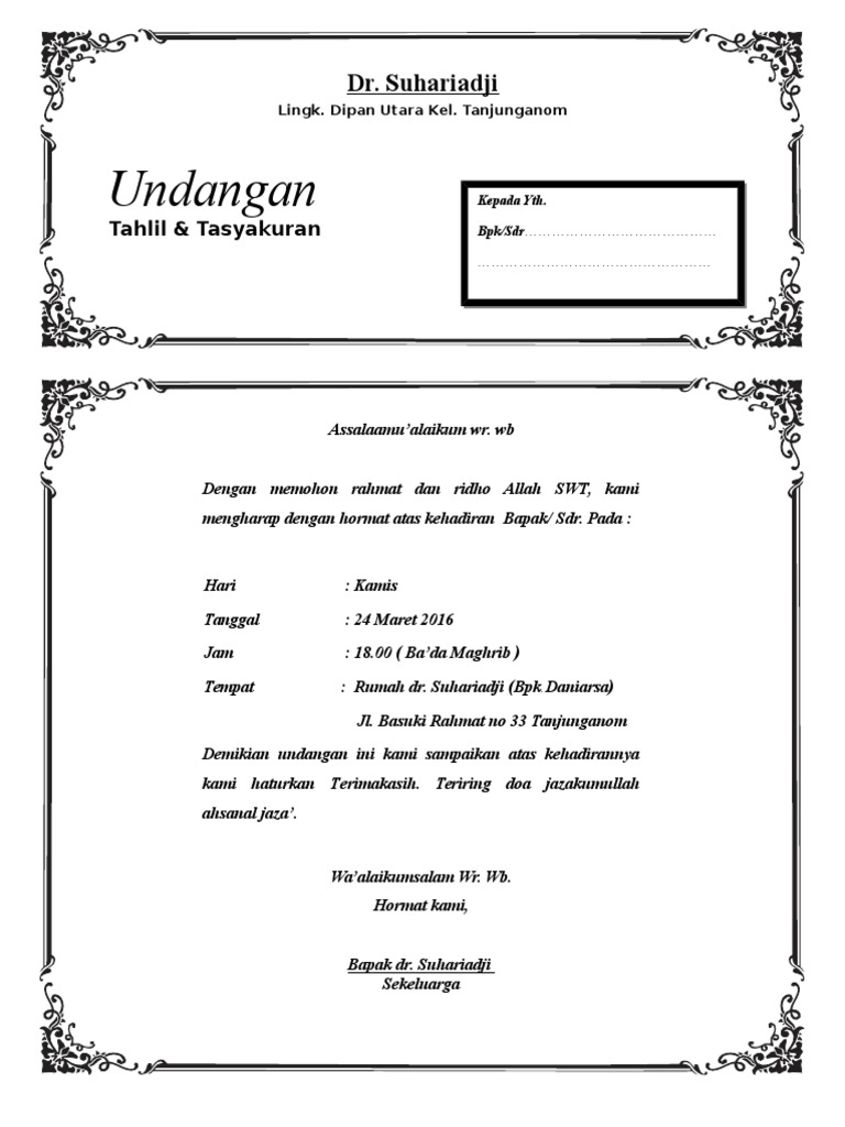 Undangan Tahlil Docx