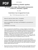 Arnold Goodman v. Quaker, City Fire and Marine Insurance Company, 254 F.2d 844, 1st Cir. (1958)