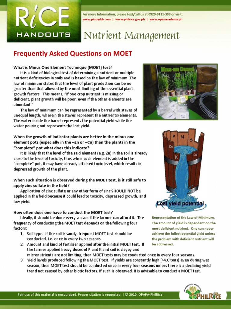 Understanding MOET in Agriculture | PDF | Zinc | Soil