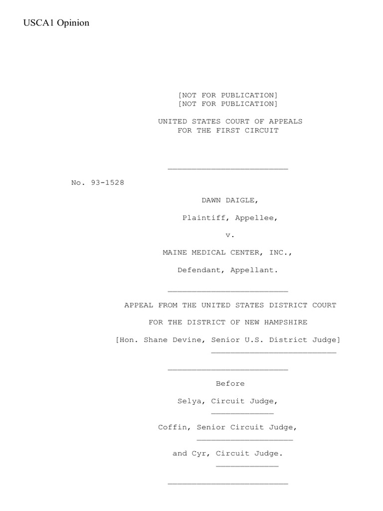 Daigle v. Maine Medical, 1st Cir. (1994) | PDF | Law | Self-Improvement