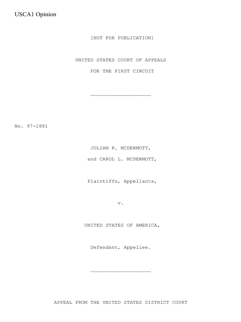 McDermott v. United States, 1st Cir. (1998) PDF