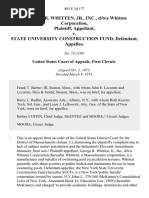 George R. Whitten, JR., Inc., D/B/A Whitten Corporation v. State University Construction Fund, 493 F.2d 177, 1st Cir. (1974)