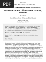 National Labor Relations Board v. Security National Life Insurance Company, 494 F.2d 336, 1st Cir. (1974)