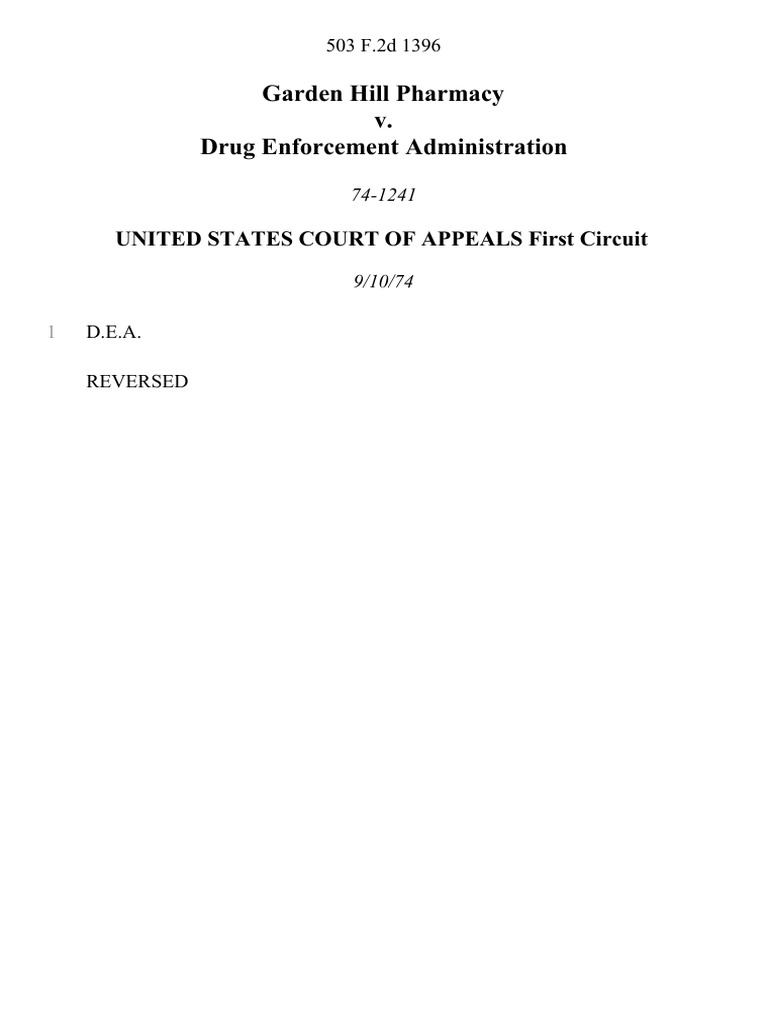 Garden Hill Pharmacy v. DEA Case Summary | PDF