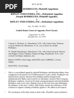 Joseph Rodrigues v. Ripley Industries, Inc., Joseph Rodrigues v. Ripley Industries, Inc., 507 F.2d 782, 1st Cir. (1974)