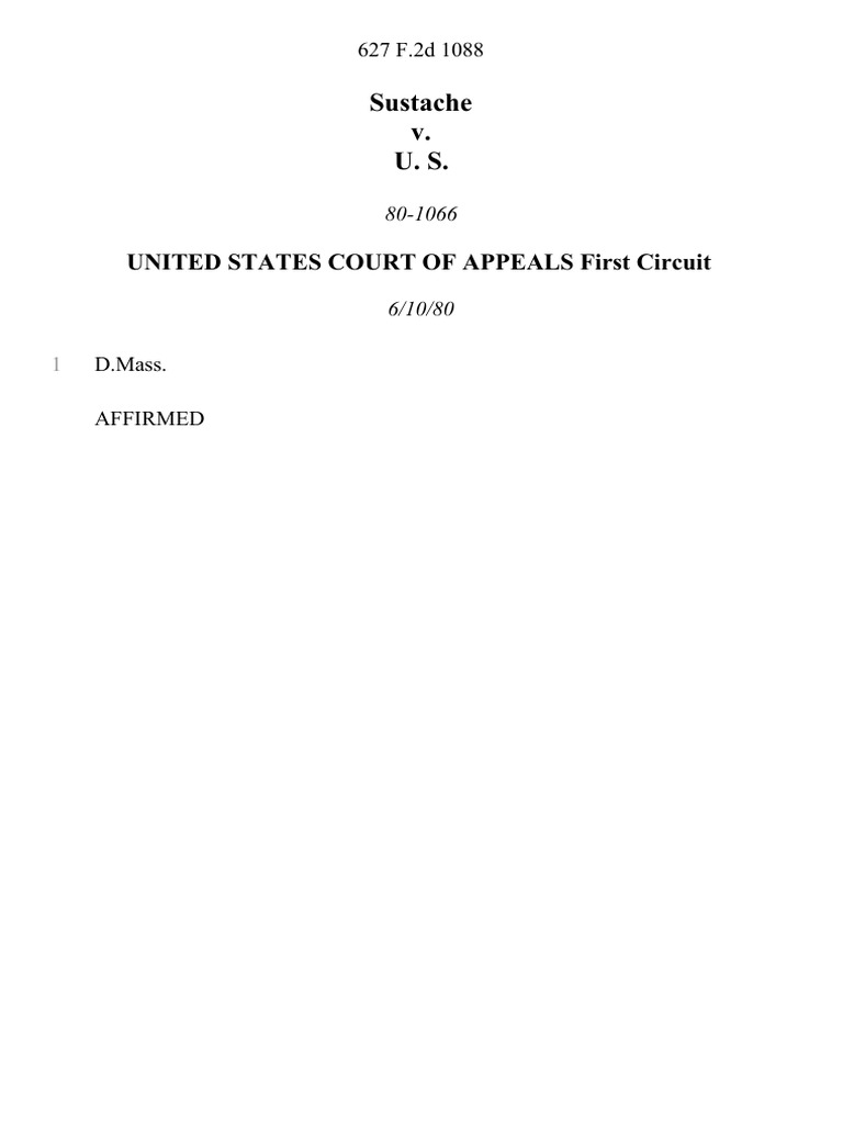 Sustache v. U.S. Case Summary 627 F.2d 1088 | PDF