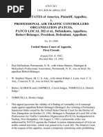 United States v. Professional Air Traffic Controllers Organization (Patco), Patco Local 202, Robert Belanger, President, 678 F.2d 1, 1st Cir. (1982)