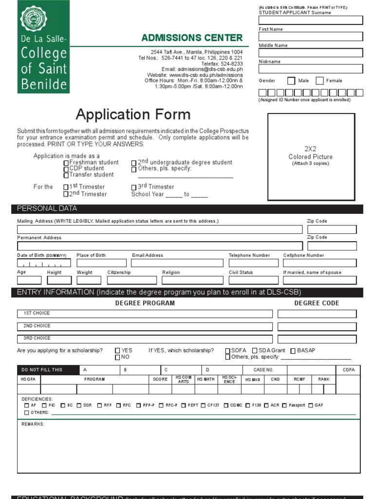 Application Form: Admissions Center | PDF | Career & Growth | Social ...