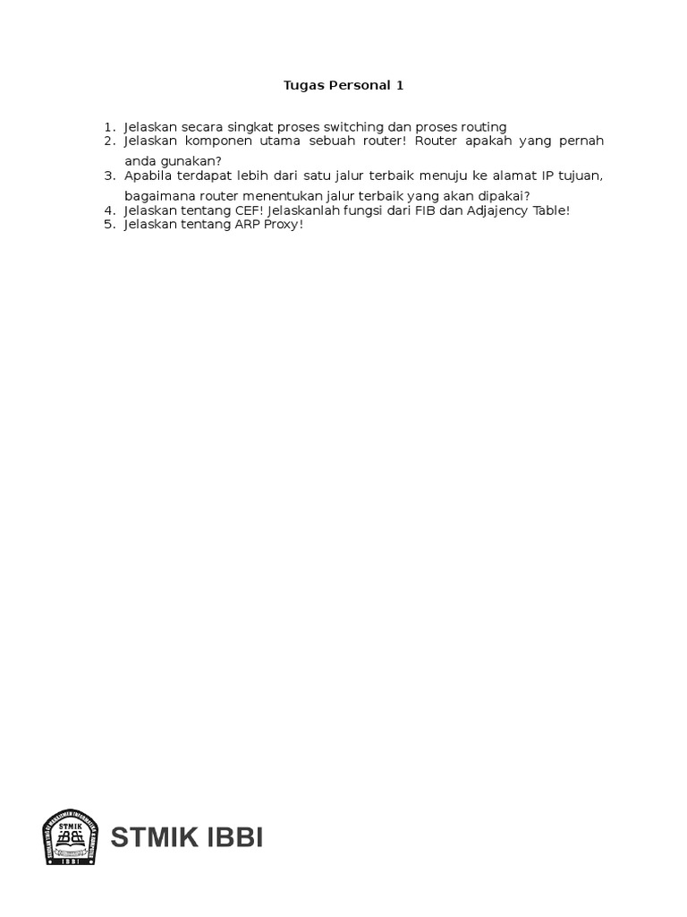Contoh Soal Mata Kuliah Jaringan Routing | PDF