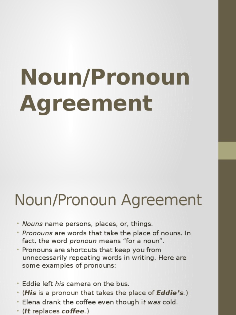 Noun Pronoun Agreement Worksheet