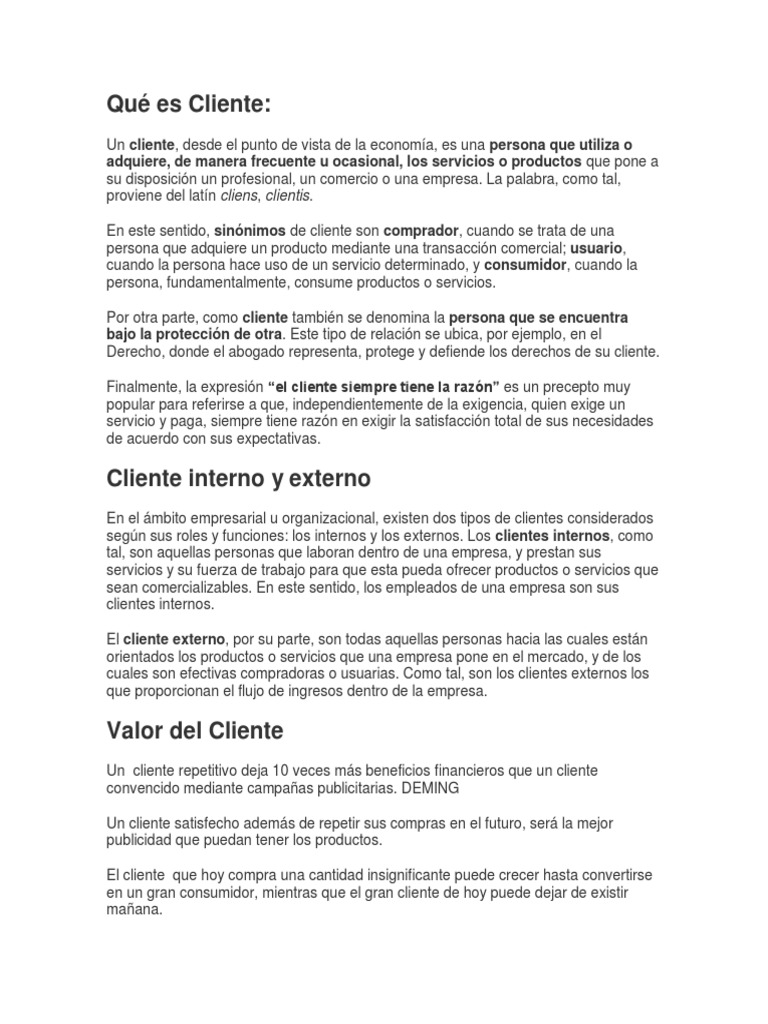 Definición y Tipos de Clientes | PDF | Cliente | Los consumidores