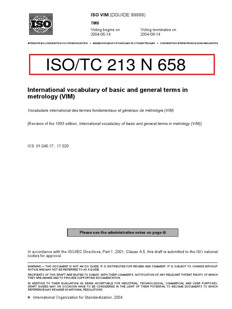 ISO - TC - 213 - N - 658 - Vocabulario Del VIM | PDF | Uncertainty ...