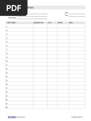 Meeting Sign in Sheet