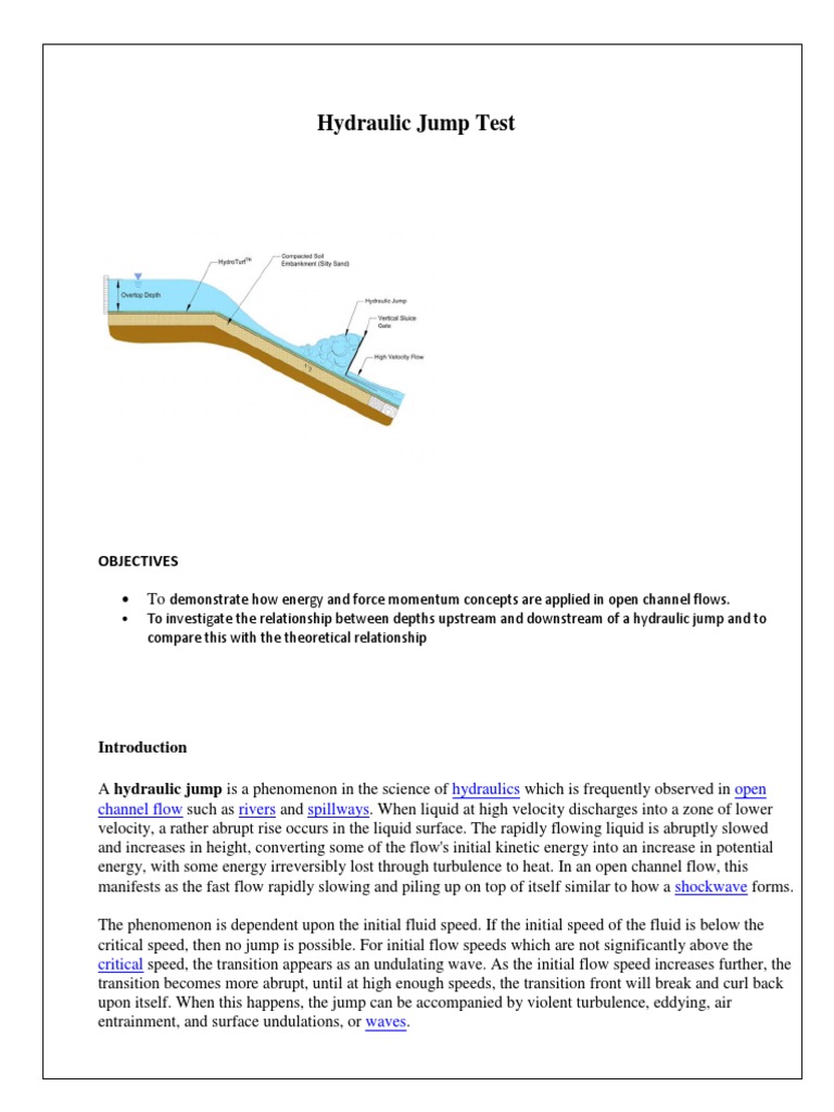 Hydraulic Jump Experiment Report) PDF Civil Engineering