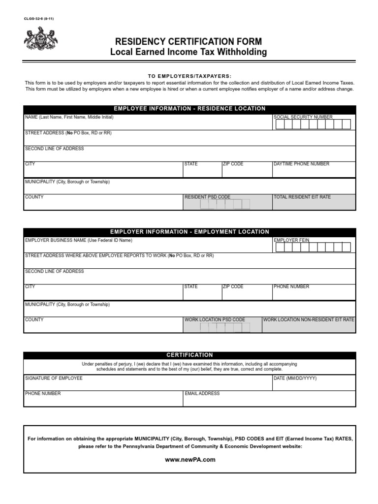 PA Residency Certification Form Guide | PDF