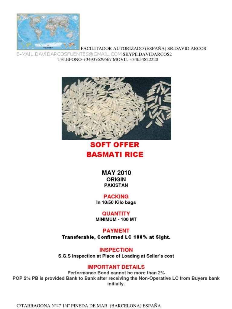Soft Offer Basmati Rice-Pakistan-May10 | PDF | Letter Of Credit ...