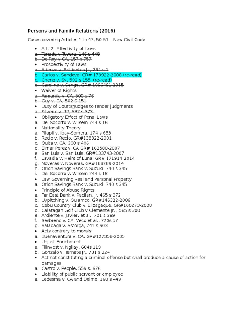 Key Cases in Persons & Family Law | PDF | Sports & Recreation | Law