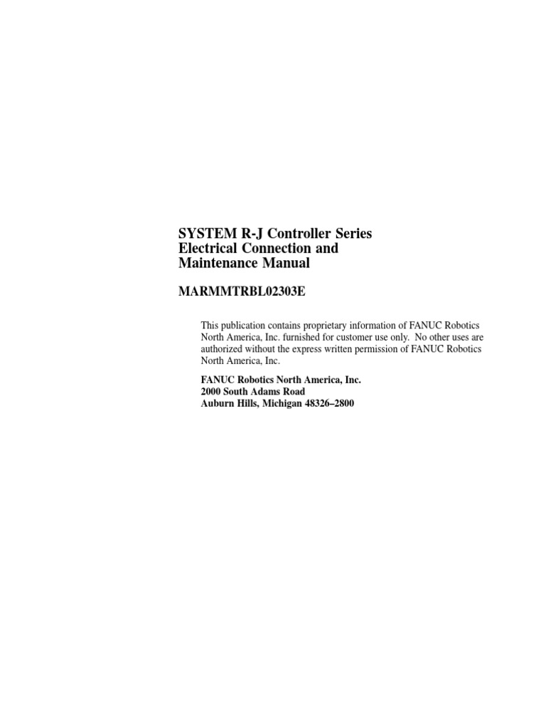 Fanuc R J Controller Series Electrical Connection And Maintenance Manual Power Supply Electrical Engineering