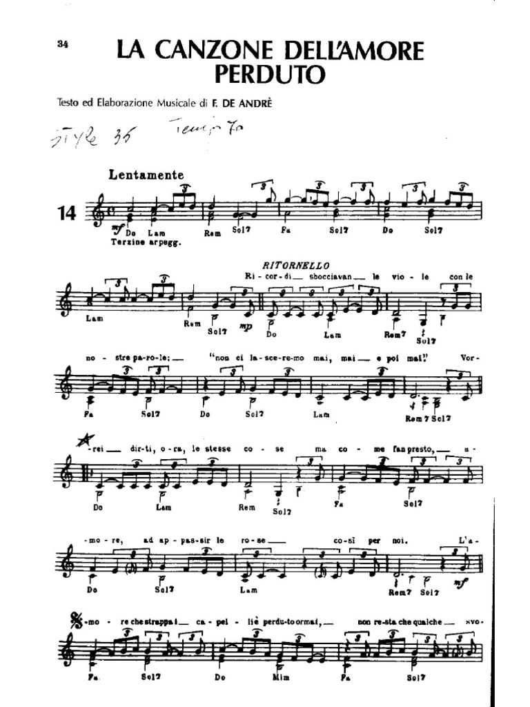 La Canzone Dell Amore Perduto