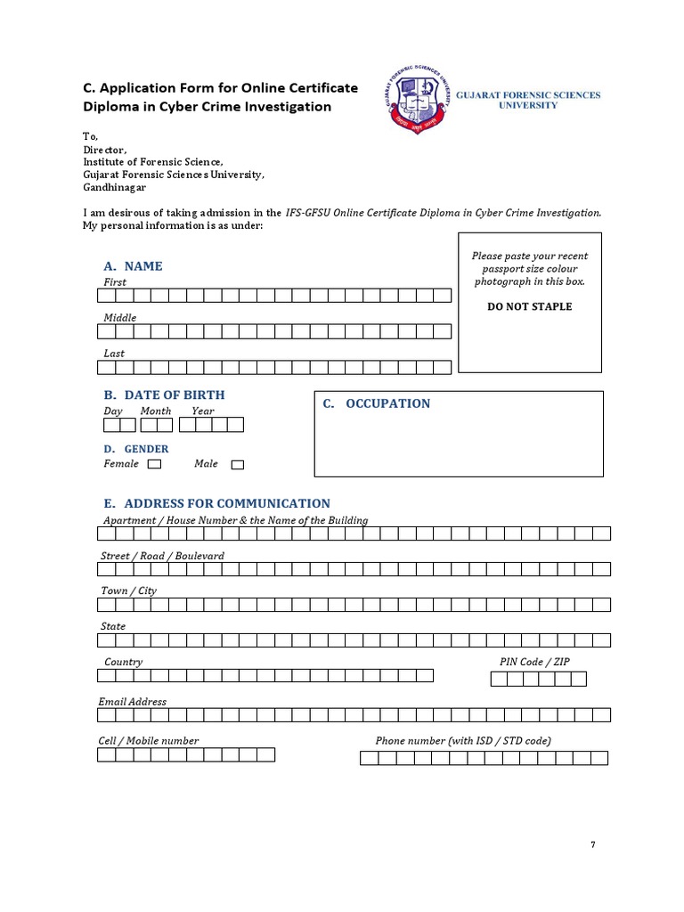 Cyber Crime Investigation Application Form | PDF | Forensic Science ...