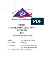 BBB3103 English For Occupational Purposes EOP: Assignment (Cover Letter)