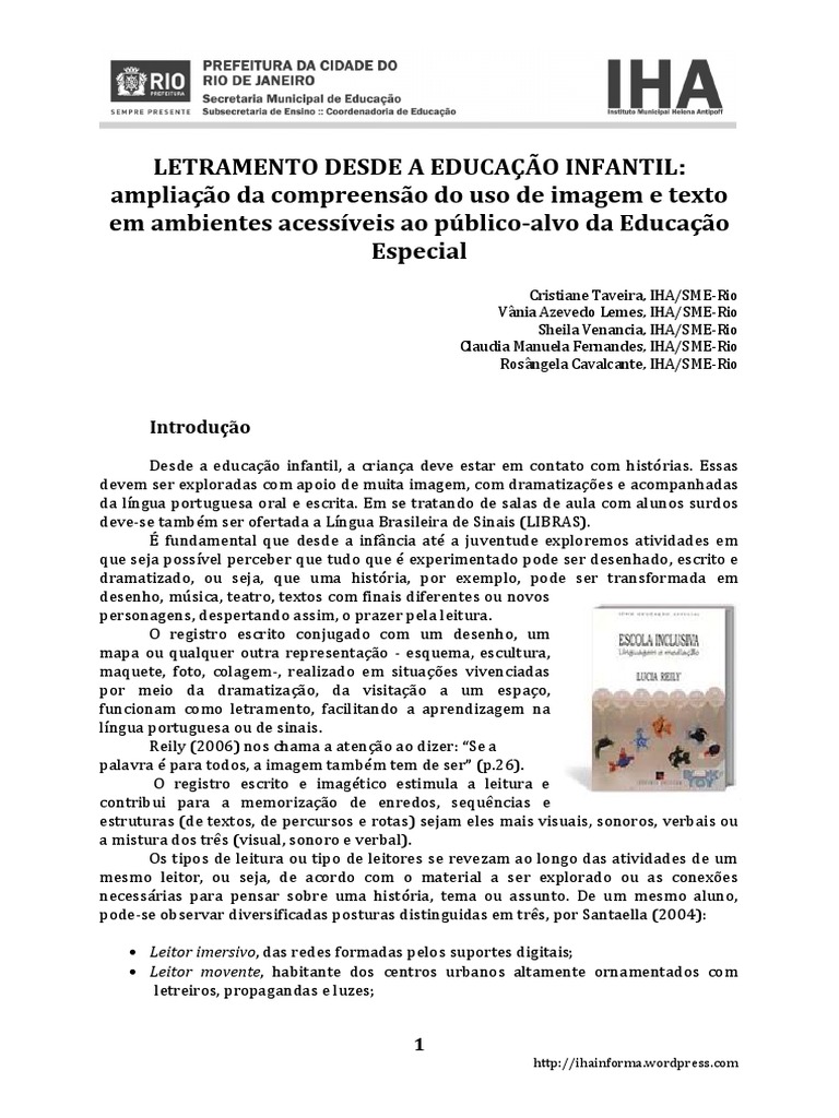 Artigo Letramento Educação Especial PDF | PDF | Alfabetização | Chocolate