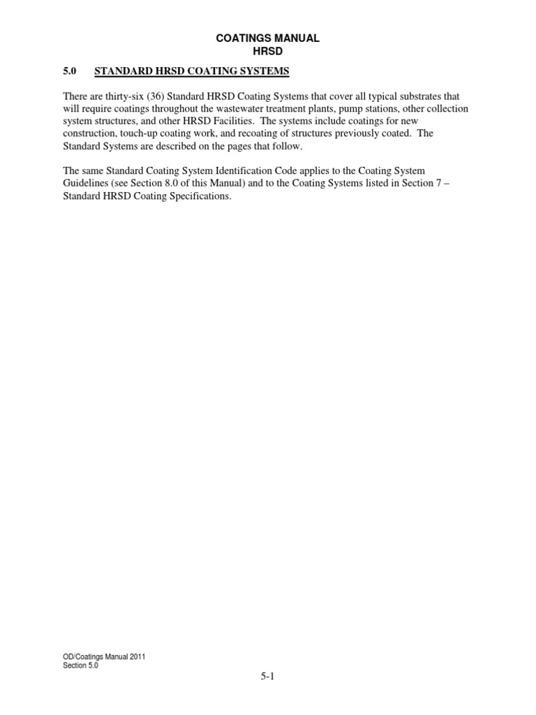 HRSD Standard Coating Systems Guide | PDF | Epoxy | Paint