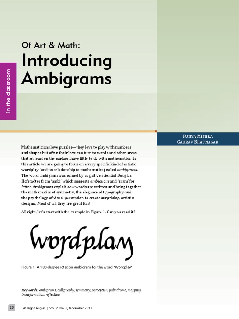 Exploring Ambigrams: Art Meets Math | PDF | Triangle | Teaching Mathematics