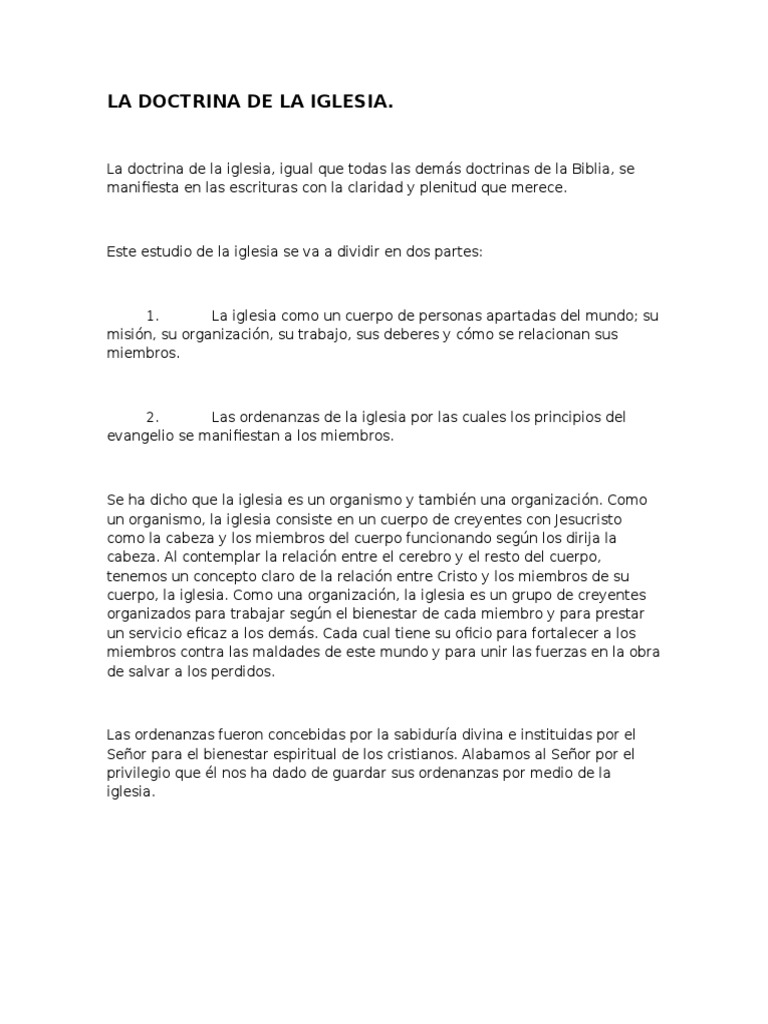 La Doctrina de La Iglesia | Descargar gratis PDF | Iglesia cristiana ...