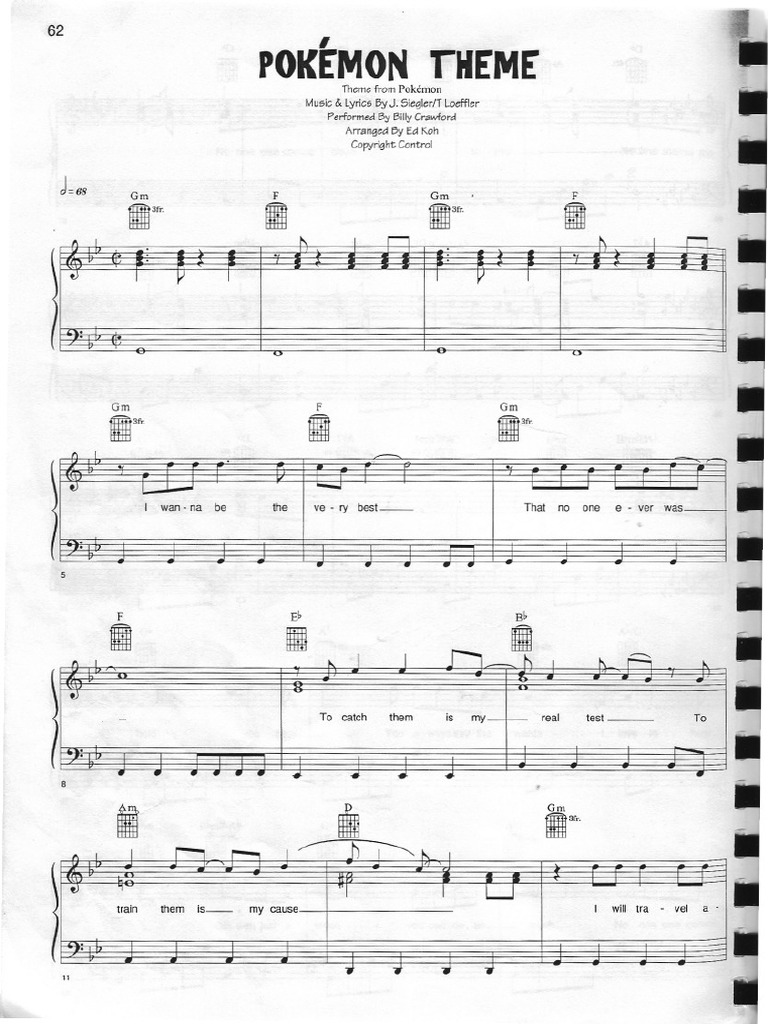 Pokemon Theme Song Sheet Series Of Children S Books Video