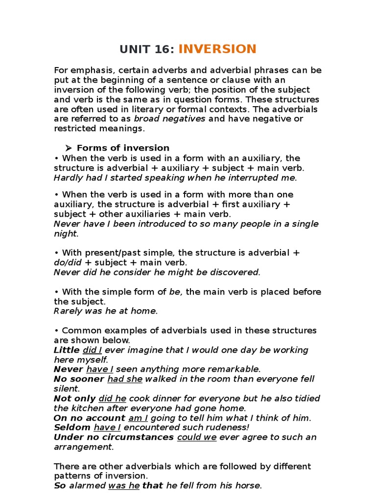 Inversion Structures for Emphasis | PDF | Language Arts & Discipline