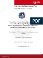 Valdivia Carlos Diagnostico Propuesta Mejora Procesos Six Sigma Fabrica Mantenimiento Mobiliario Supermercados Tiendas Comerciales